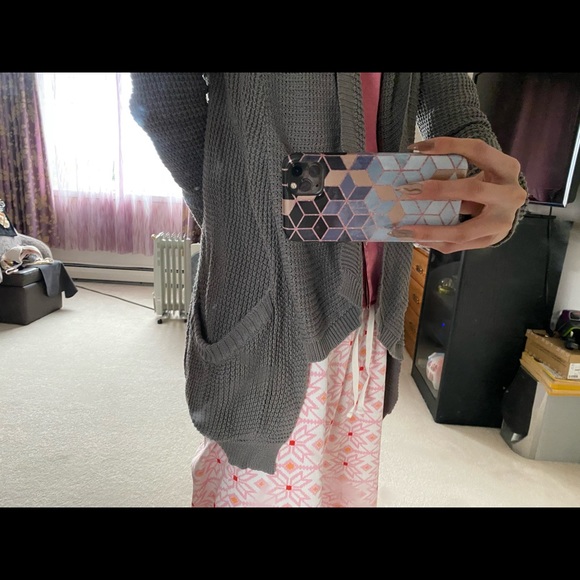 Grey/Olive Draped Cardigan - Picture 7 of 8